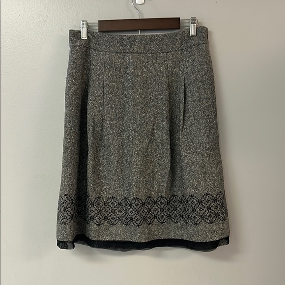 Gray A-Line Knee-Length Skirt with Pleated Embellishments NWOT - Picture 1 of 4